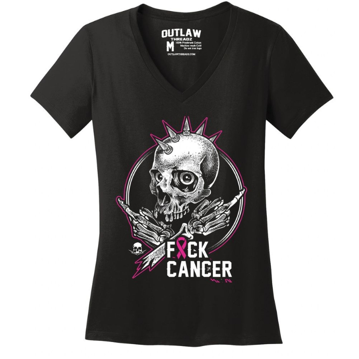 GIRLS S/S VNECK FUCK CANCER